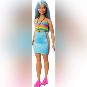Barbie Doll 218 in Multicolor Striped Dress